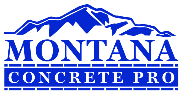 Logo with a blue mountain outline above the text "Montana Concrete Pro" in bold, uppercase letters.